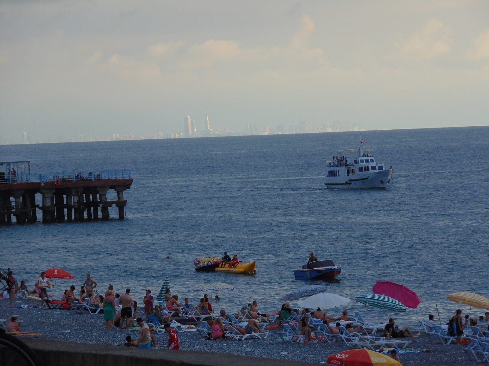 Kobuleti beach with the Batumi skyline in the distance